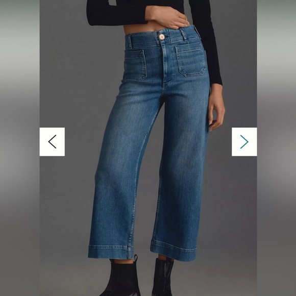 Anthropologie Denim - Anthropologie Colette Cropped High-Rise Wide-Leg Jeans 23 24 DENIM MEDIUM BLUE